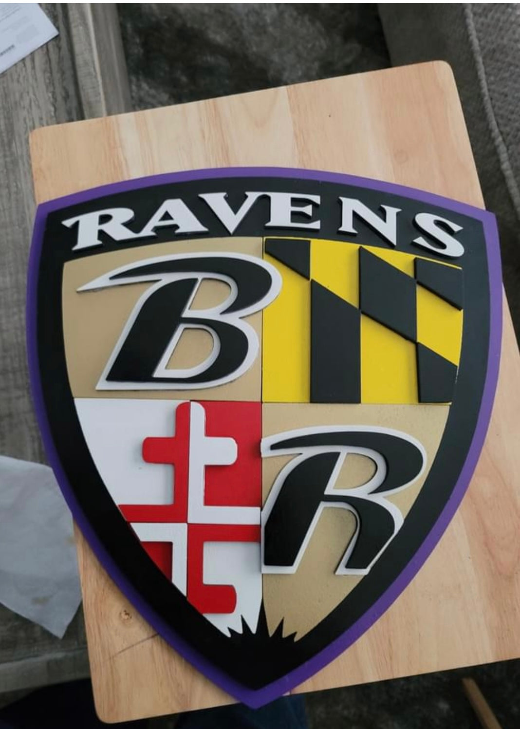 Baltimore Raven’s Shield Wood Sign