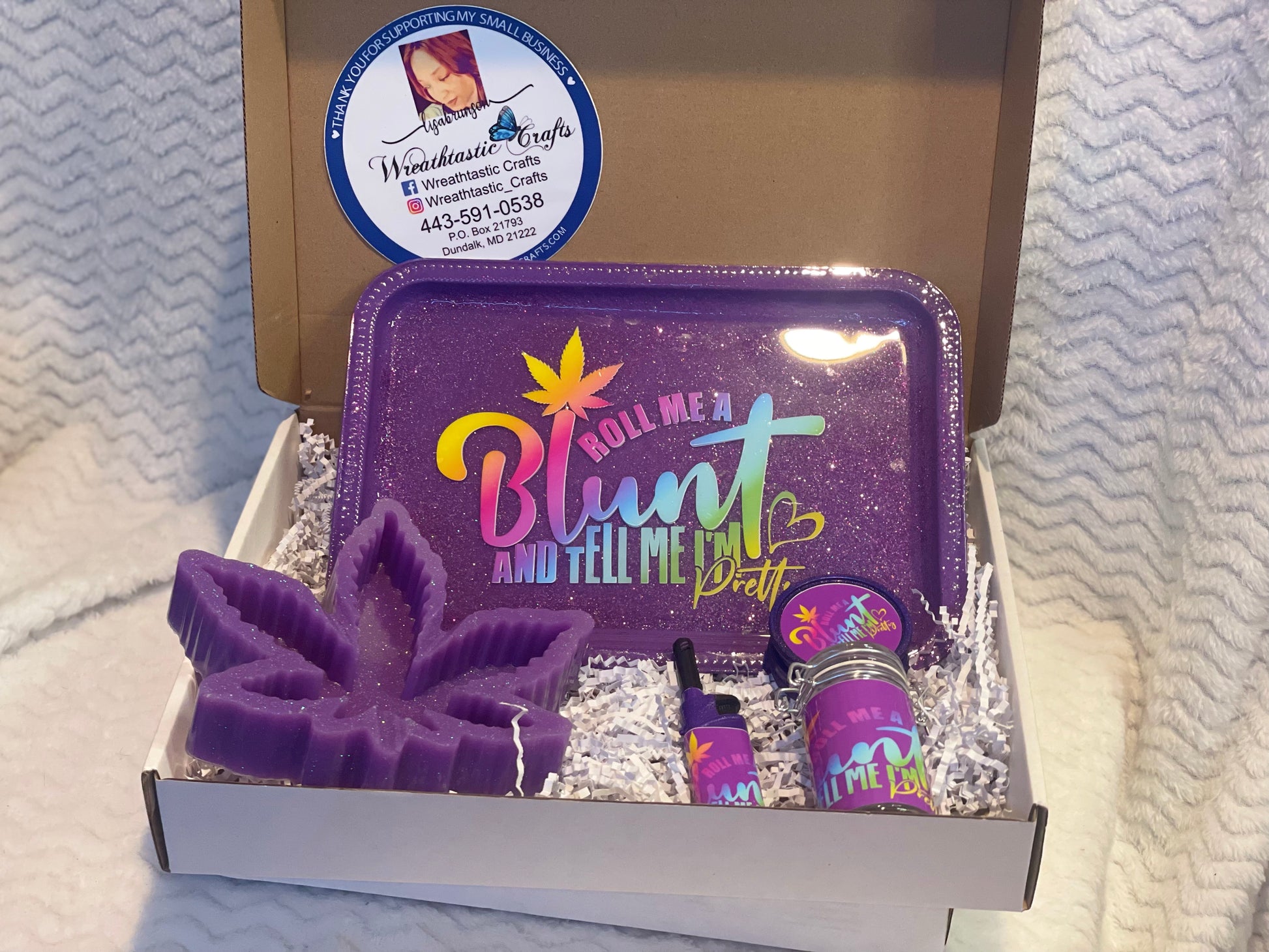 Purple Sticker Rolling Tray Set